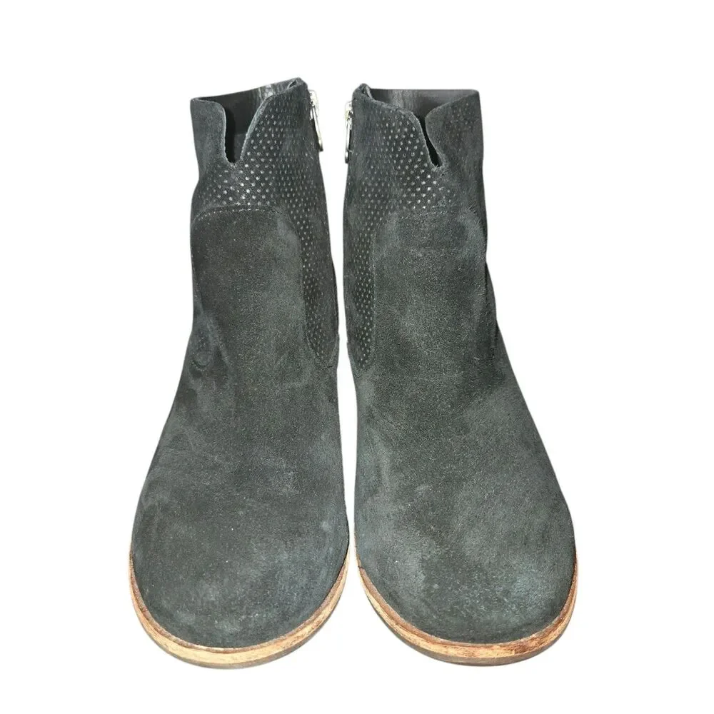 Kork-Ease K48503 Sherrill Black Perforated Suede Western Inspired Booties Size 8
